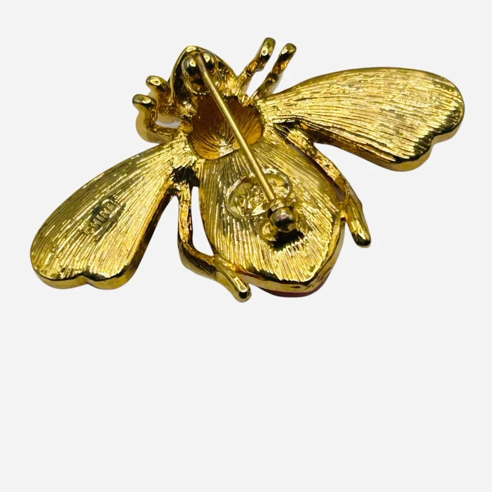 Joan Rivers Enamel Bee Pin Polka Dots Swarovski Crystal